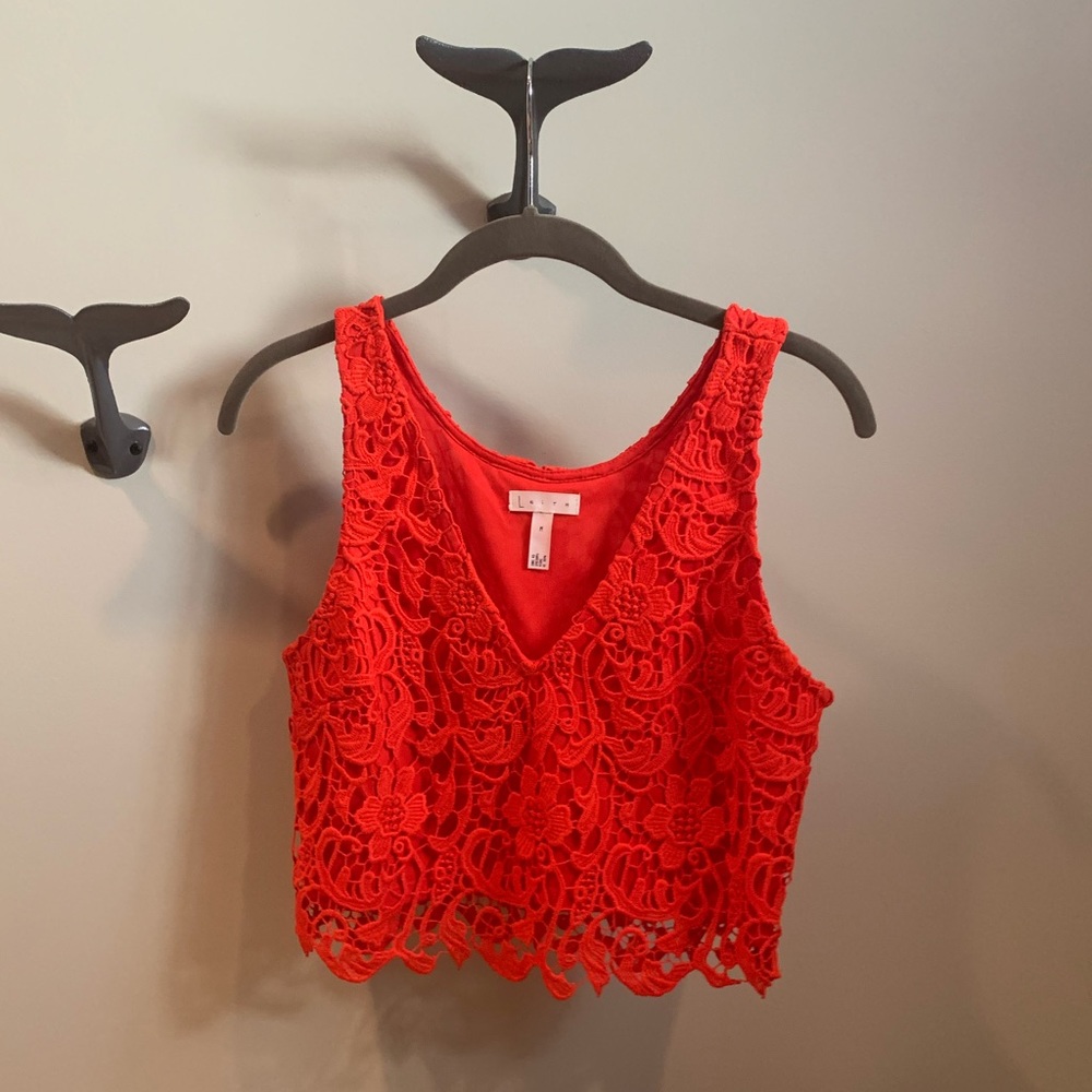Red crochet crop top